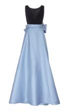 Costarellos Silk Twill Empire-waist Ballgown With Velvet Plunge Bodice