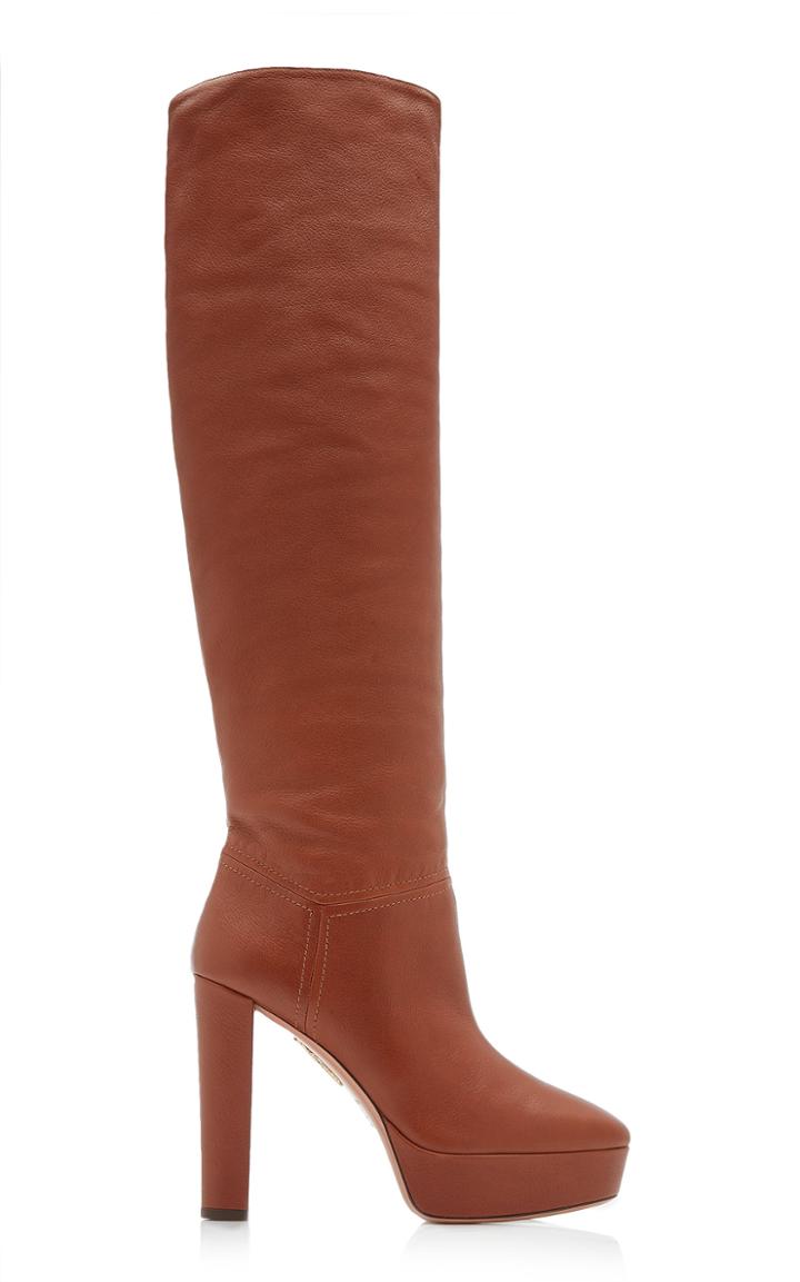 Aquazzura Chambord Platform Leather Knee Boots