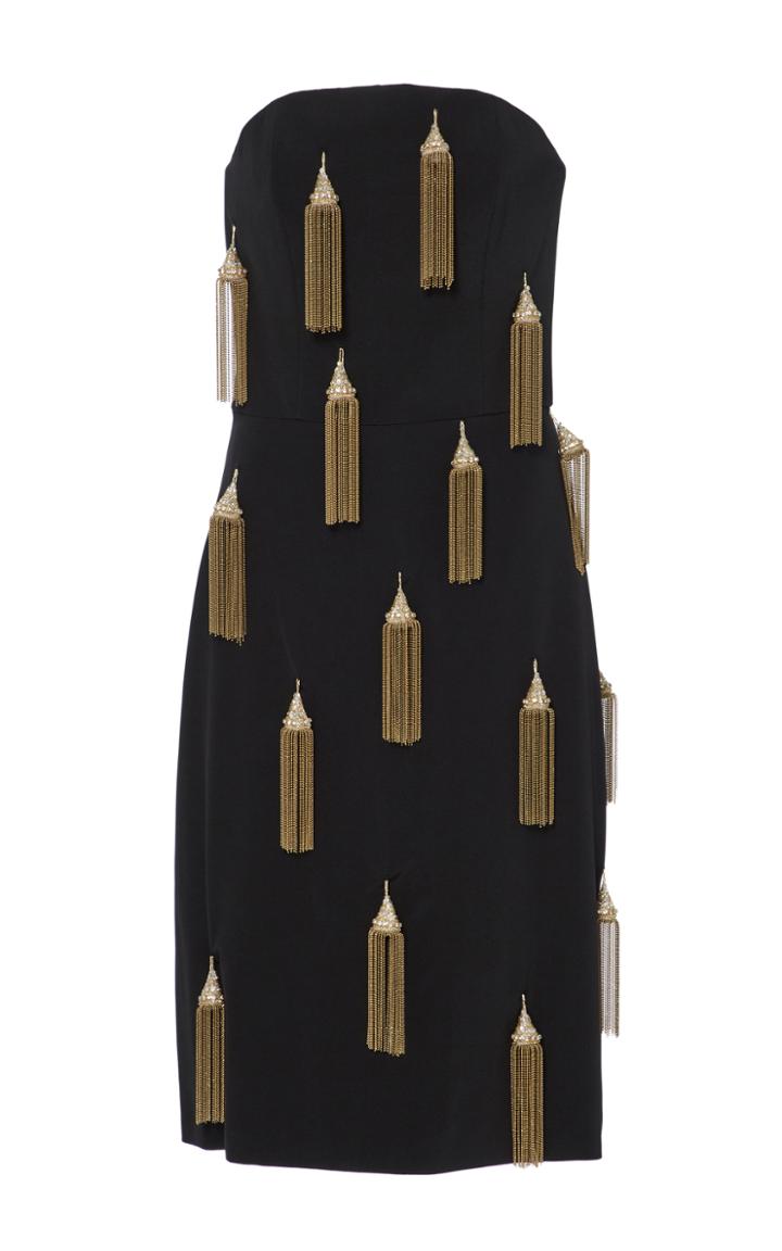 Christian Siriano Crystal Tassel Strapless Dress