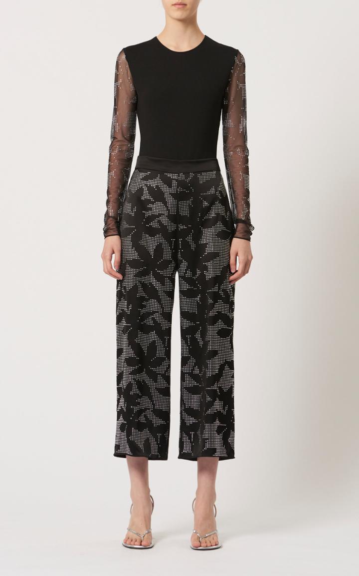 Moda Operandi David Koma Flower Hotfix Crystal-trimmed Cropped Pants