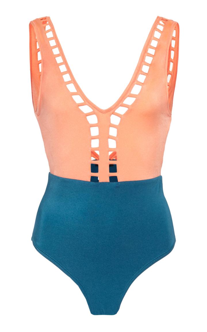 Oye Swimwear Ela Cutout Contrast Swimsuit