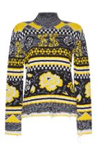 Msgm Knitted Rose Jacquard Mockneck Sweater