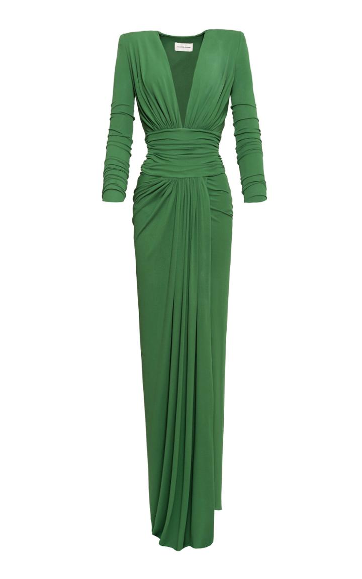 Alexandre Vauthier V-neck Georgette Maxi Dress