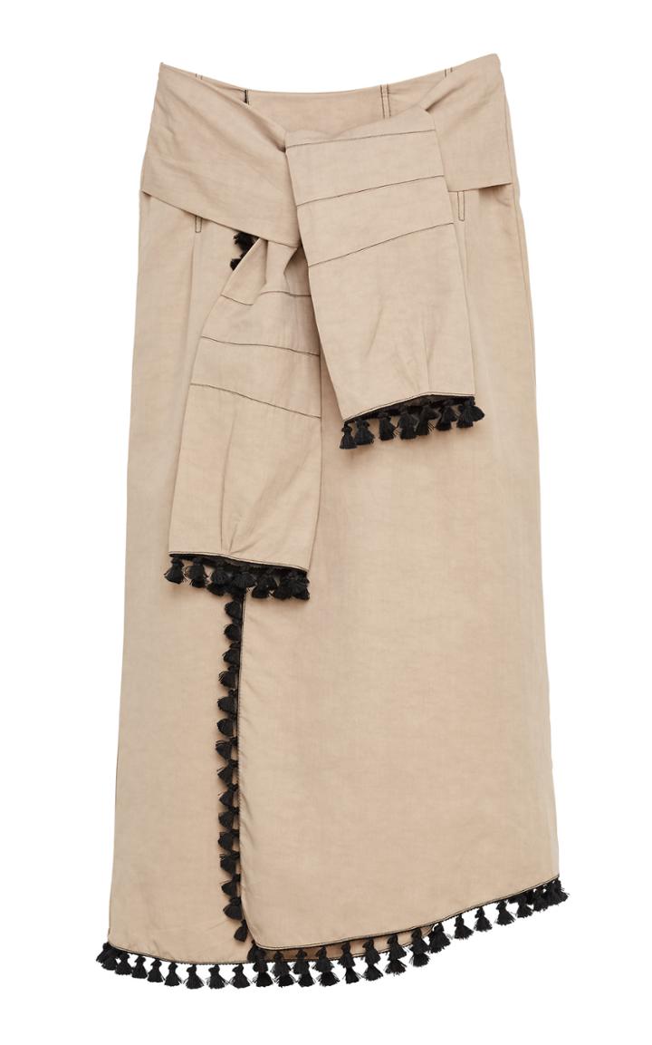 Moda Operandi Dorothee Schumacher Into The Sun Fringed Linen-blend Wrap Skirt
