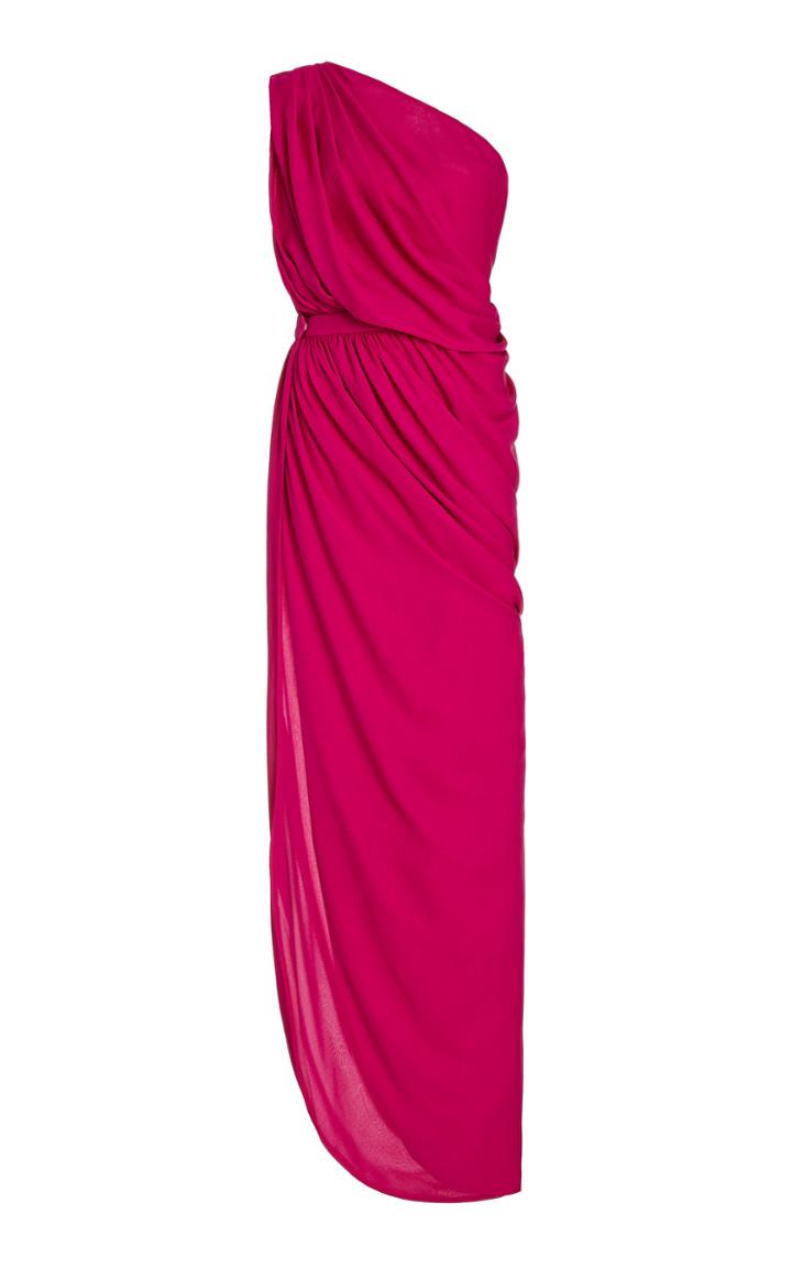 Moda Operandi Oscar De La Renta One Shoulder Ruched Silk Dress