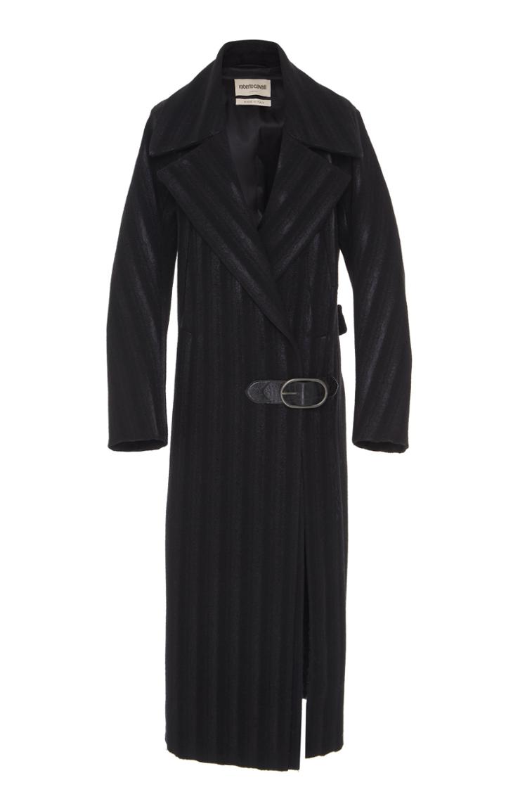 Roberto Cavalli Striped Wool Coat