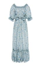 Luisa Beccaria Belted Chiffon Off-the-shoulder Dress