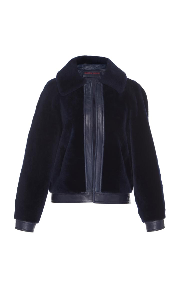 Martin Grant Leather Trim Shearling Jacket