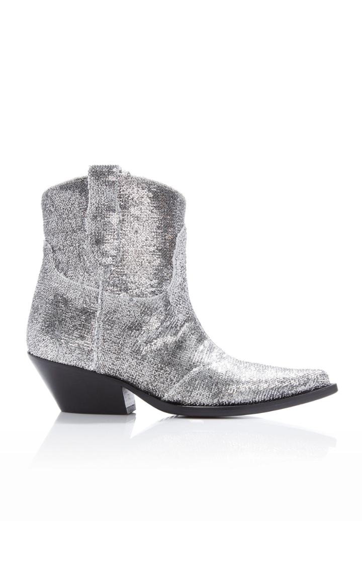 Maison Margiela Metallic Sequin-embellished Cowboy Booties