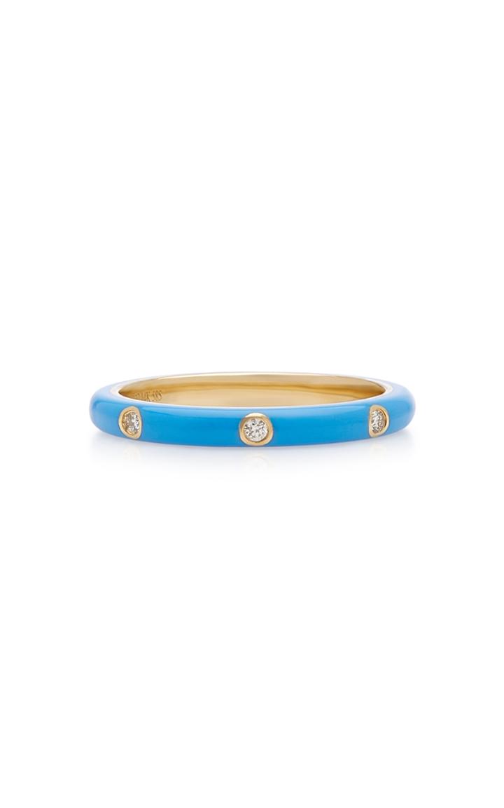 Ef Collection 14k Gold And Blue Enamel Ring