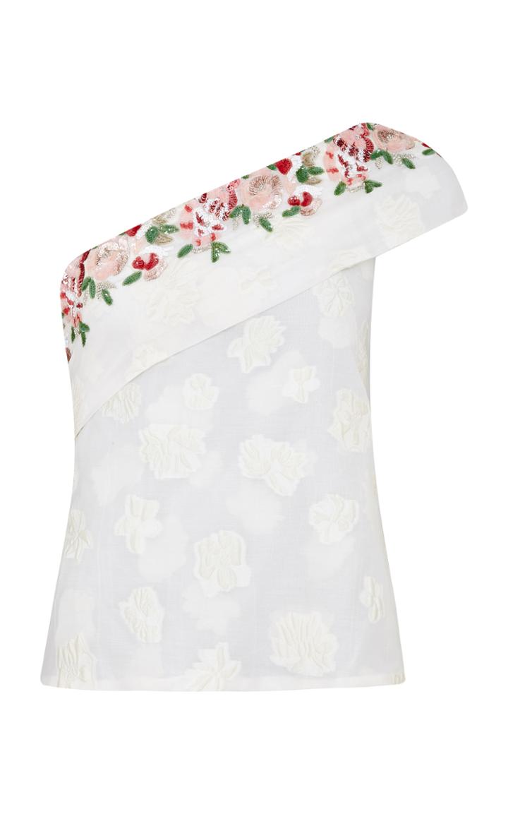 Razan Alazzouni Embellished Voile Asymmetric Top
