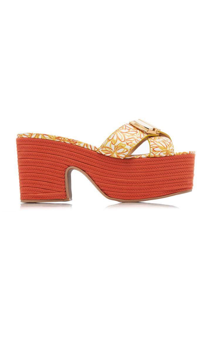Jacquemus Tatanes Floral-print Leather Platform Sandals
