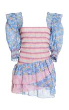 Moda Operandi Loveshackfancy Golden Color Blocked Cotton Dress