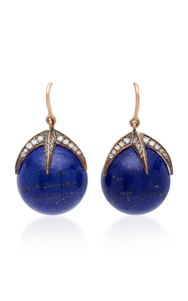 Sylva & Cie Starlight 14k Gold Diamond And Lapis Earrings