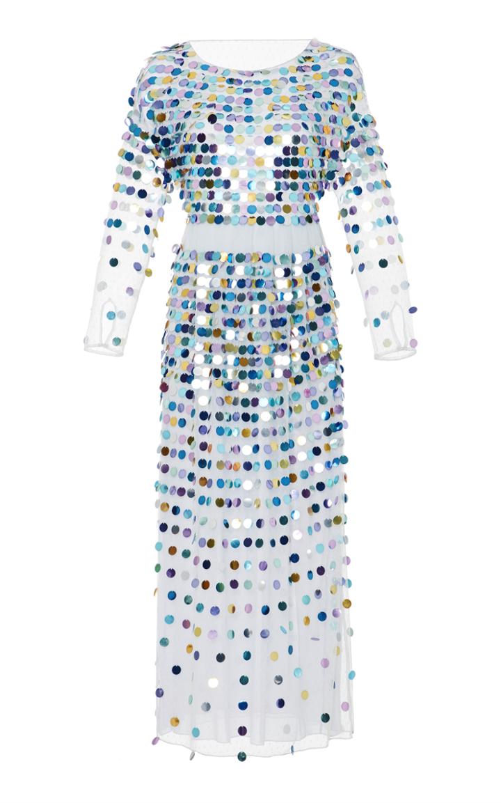 Alexachung Sequined Polka-dot Tulle Maxi Dress