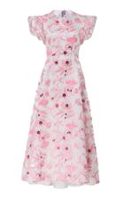Delpozo Floral-embroidered Organza Midi Dress