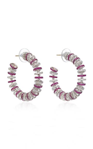 Ofira 18k White Gold Halo Hoop Earrings