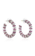 Ofira 18k White Gold Halo Hoop Earrings