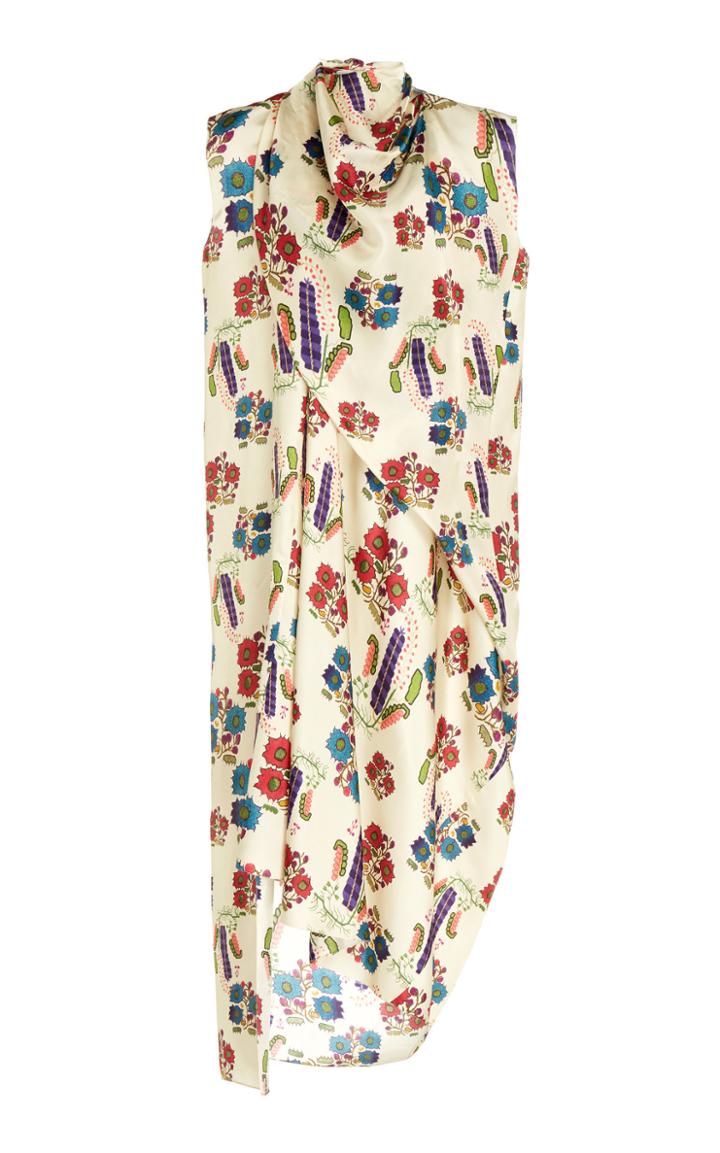 Maison Rabih Kayrouz Floral Printed Twill Midi Dress