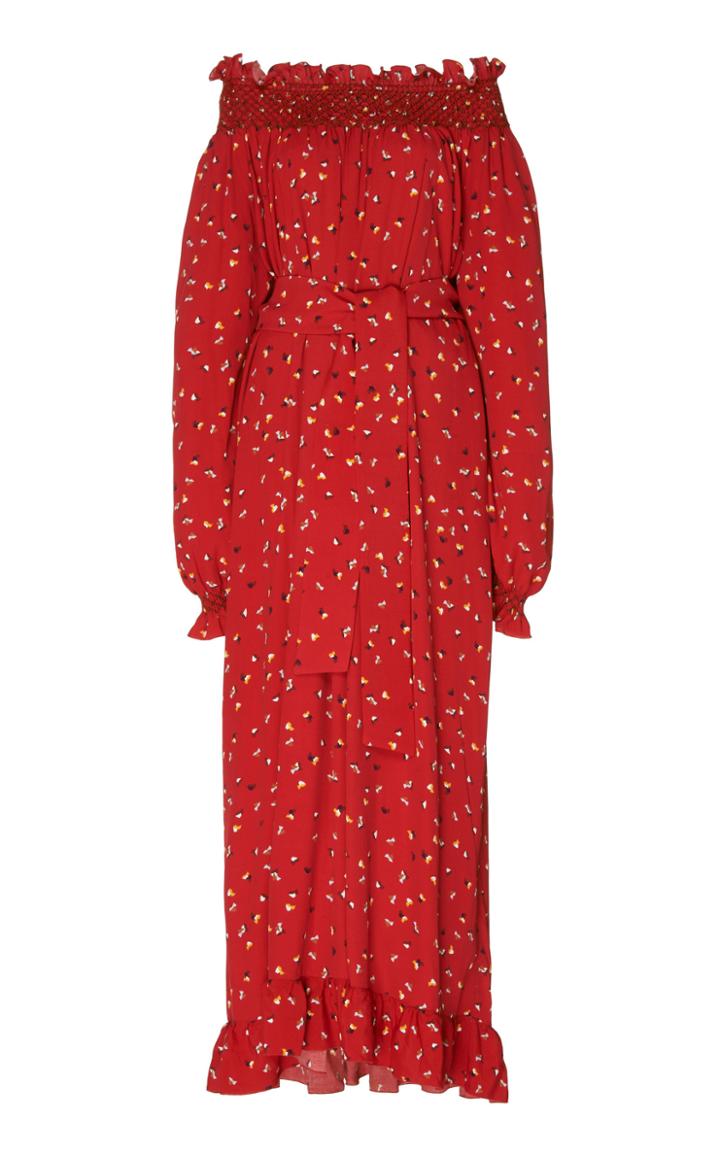 Loretta Caponi Loretta Off-the-shoulder Printed Dress