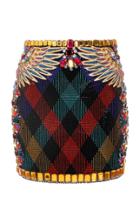 Moda Operandi Balmain Crystal-embellished Gingham Mini Skirt
