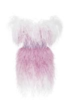 Pamella Roland Ostrich Feather Cocktail Dress With Pleated Tulle Waistband