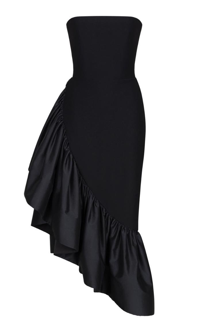 Rasario Strapless Ruffled Satin Dress