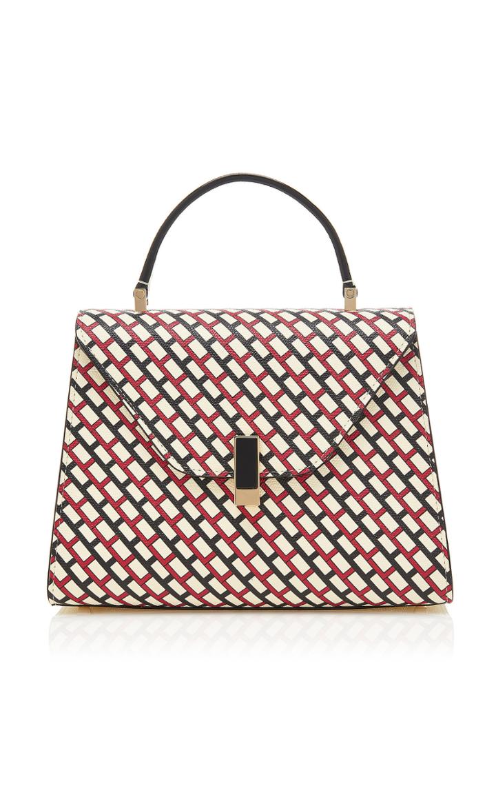 Valextra Iside Medium Check Printed Leather Bag