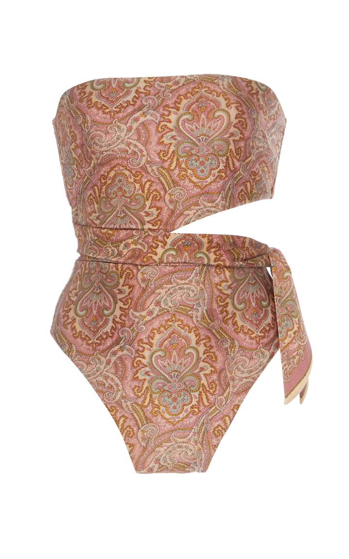 Zimmermann Freja Cutout Paisley-print Swimsuit