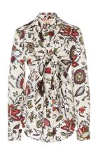 Matriel Floral Button Down Shirt With Tied Layer