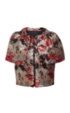 Anna Sui Scattered Flowers Metallic Brocade Vest