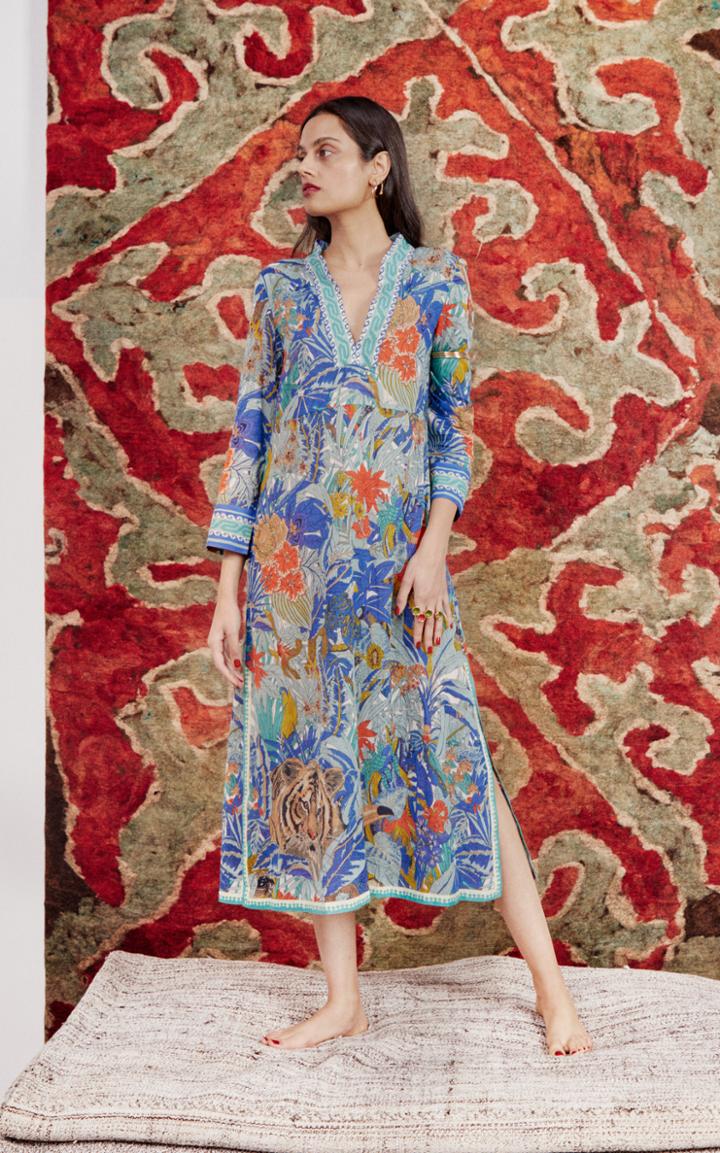Le Sirenuse Positano Giada Long Ranthambore Tiger Caftan