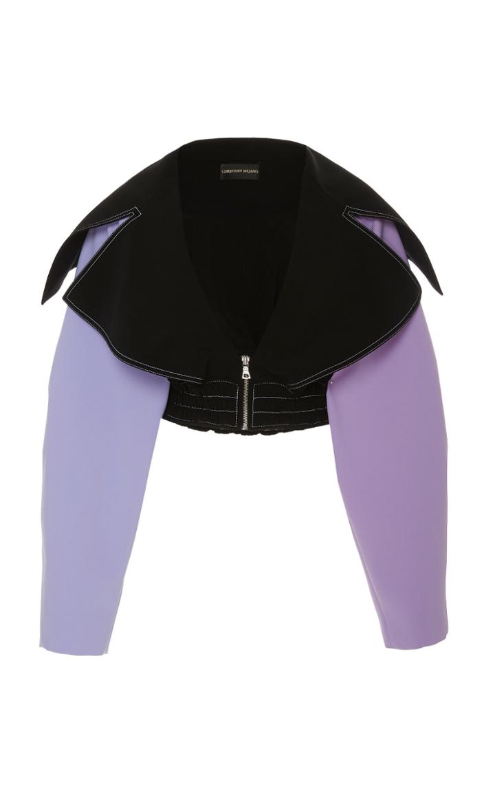 Christian Siriano Tri Color Cropped Moto Jacket