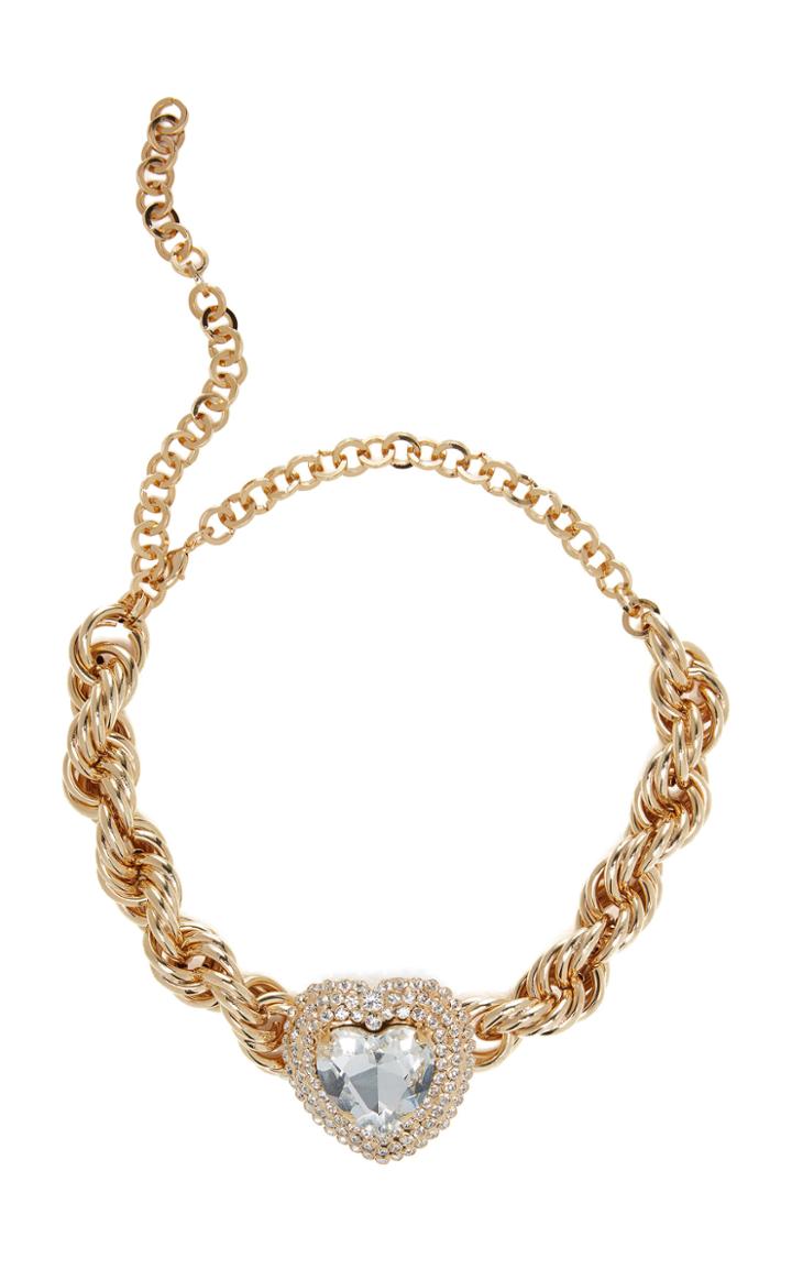 Moda Operandi Alessandra Rich Glass Crystal Heart Spiral Choker