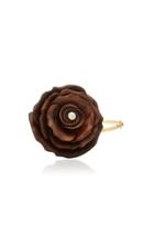Silvia Furmanovich Sculptural Botanical Marquetry Brown Rose Bracelet