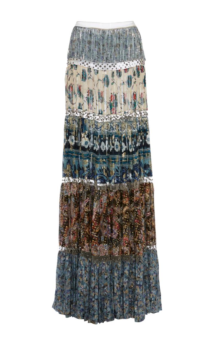 Roberto Cavalli Pleated Printed Maxi Skirt