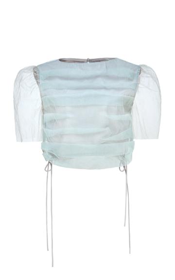 The Gang Puffed Sleeve Sheer Overlay Top