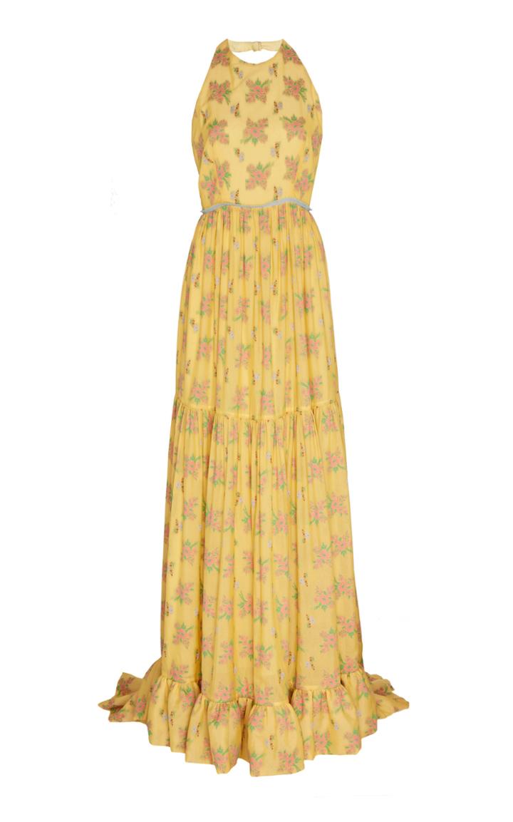 Moda Operandi Markarian Tybalt Sherbert Floral Halter Tiered Gown Size: 0