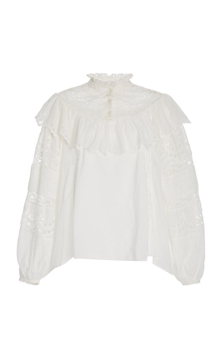 Moda Operandi Loveshackfancy Orlando Broderie Long Sleeve Top