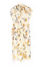 Moda Operandi Victoria Beckham Floral-print Cape-effect Crepe Dress Size: 4