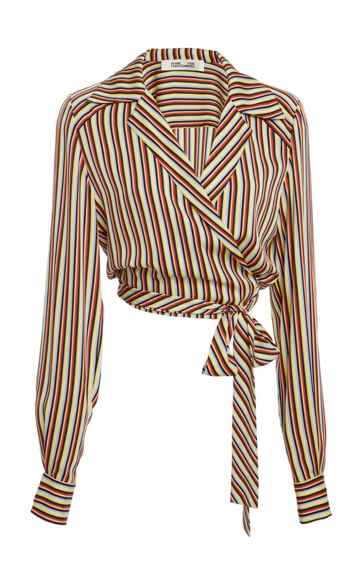 Diane Von Furstenberg Long Sleeve Deep V Wrap Blouse