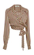 Diane Von Furstenberg Long Sleeve Deep V Wrap Blouse