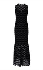 Christian Siriano Zig Zag Burnout Velvet Sheer Paneled Dress