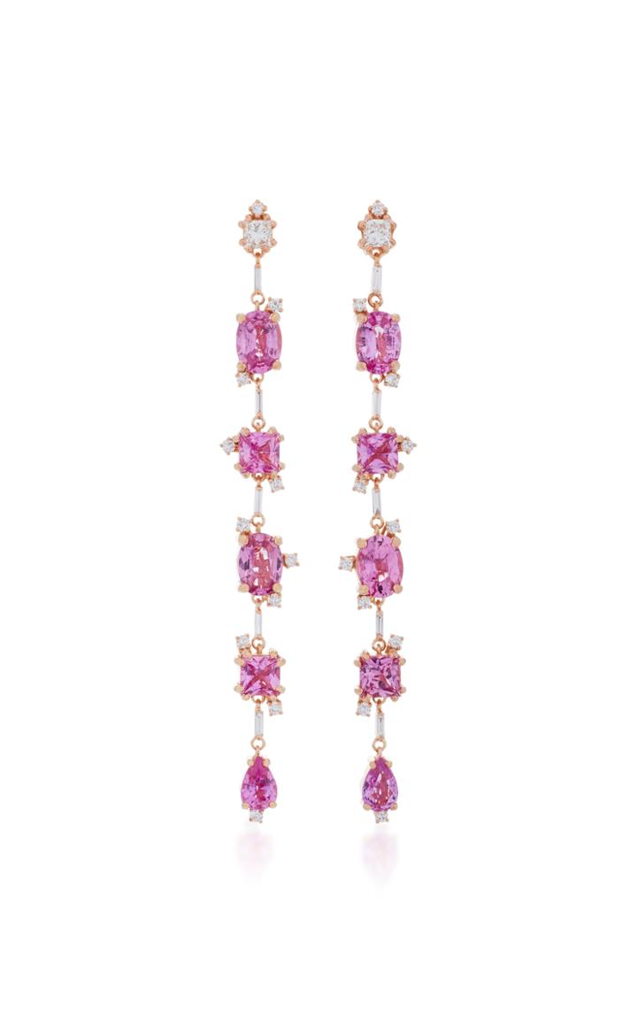 Suzanne Kalan One Of A Kind 18k Rose Gold Diamond And Sapphire Dangle Earrings