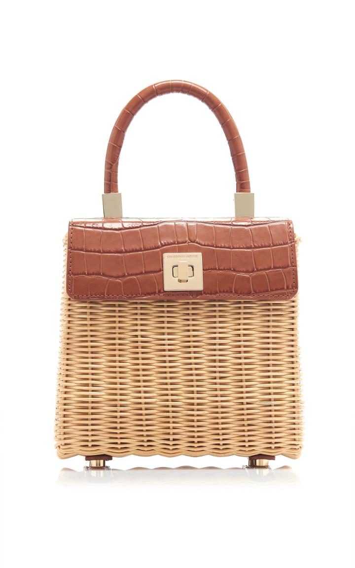 Moda Operandi Sparrows Weave Classic Croc-effect Wicker Top Handle Bag