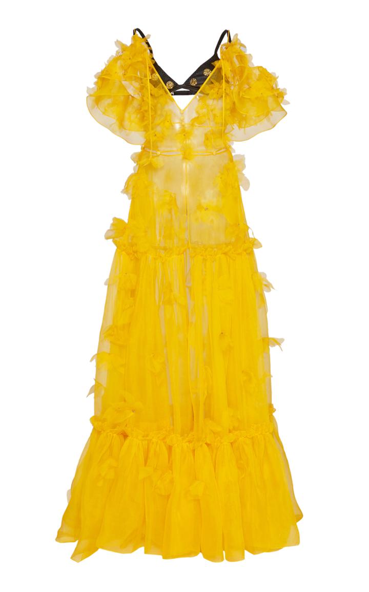 Dundas Floral Embellished Ruffled Maxi Dress
