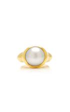 Moda Operandi Particulieres Hammered 18k Gold Ring With Gray Cultured Pearl Size: 8