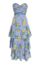 Amur Roxy Strapless Printed Cotton And Linen-blend Dress