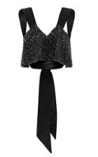 Aje Mimosa Beaded Cropped Silk Top