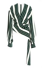 Oscar De La Renta V-neck Twill Blouse With Sash Detail